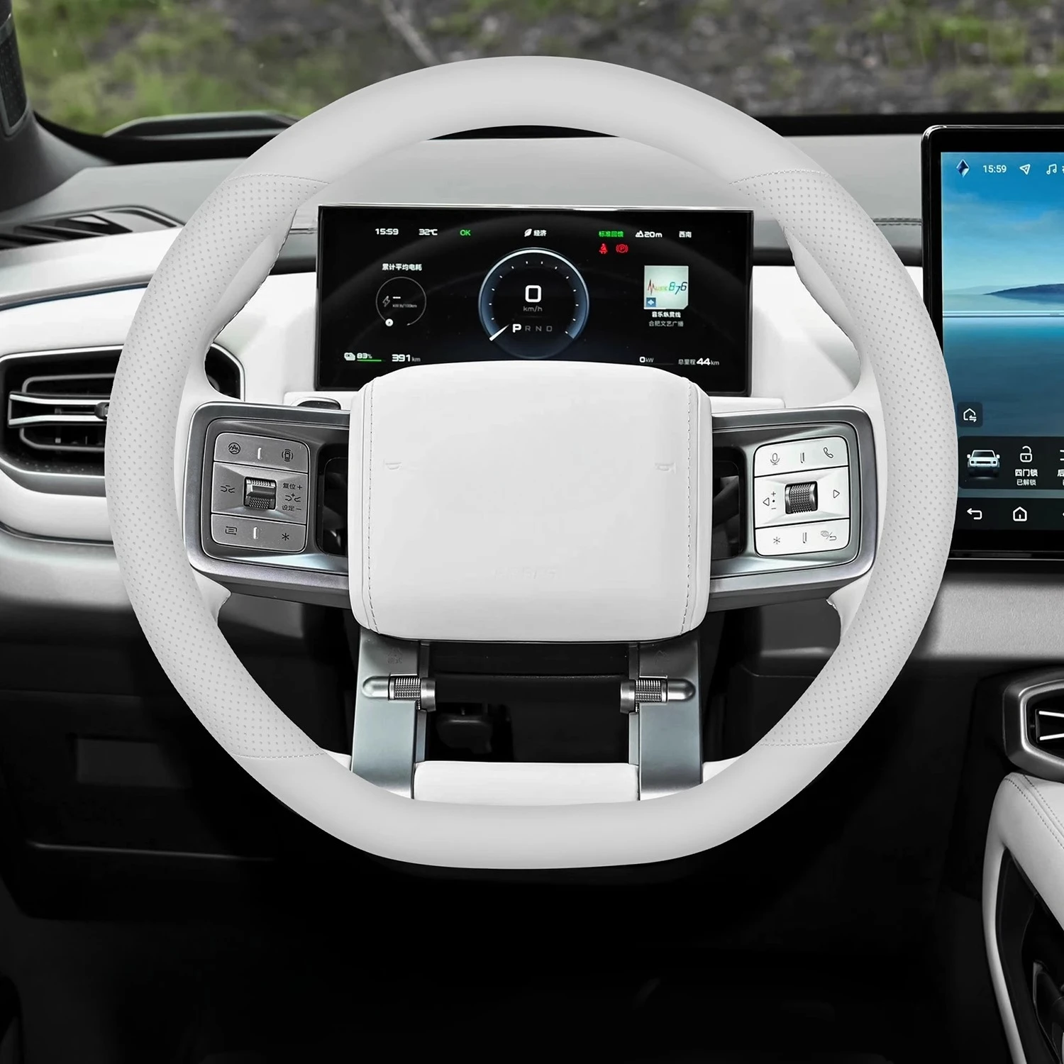 

Suitable for BYD Leopard 5 Leather Hand-free Sewing Steering Wheel Cover Non-slip Four Season Universal
