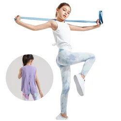 Girls Athletic Tank Tops Open Tie Back Kids Tennis Vest Sleeveless Dance Top Running Yoga Shirts Child Fitness Clothes 5-14Years