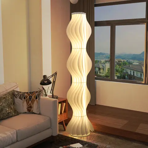 170cm Tall Bright Floor Lamp Creative Art Pleated Lampshade Column Standing Floor Lamp Nordic Style Ambient Light for Livingroom
