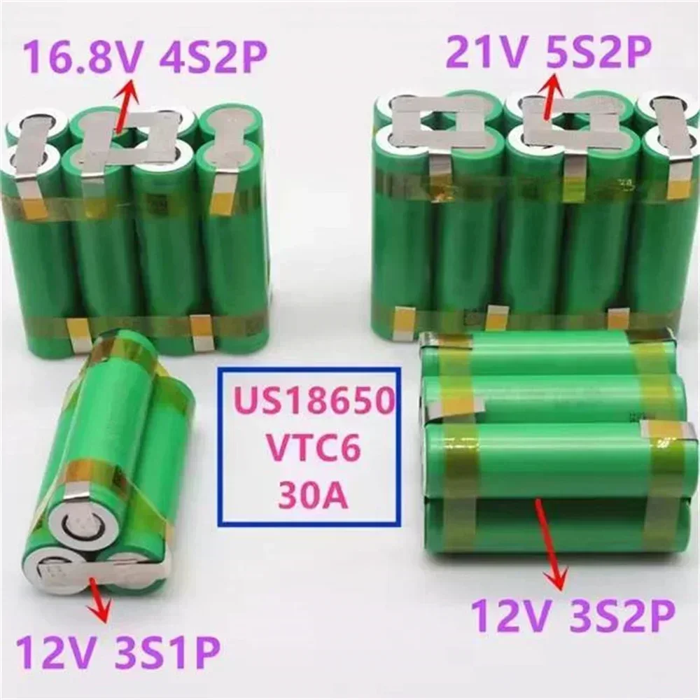 High-quality 18650 VTC6 3000mAh-6000mAh Lithium-ion Battery Packs (2S1P-6S2P) for Screwdriver and Drill Battery Packs 18650