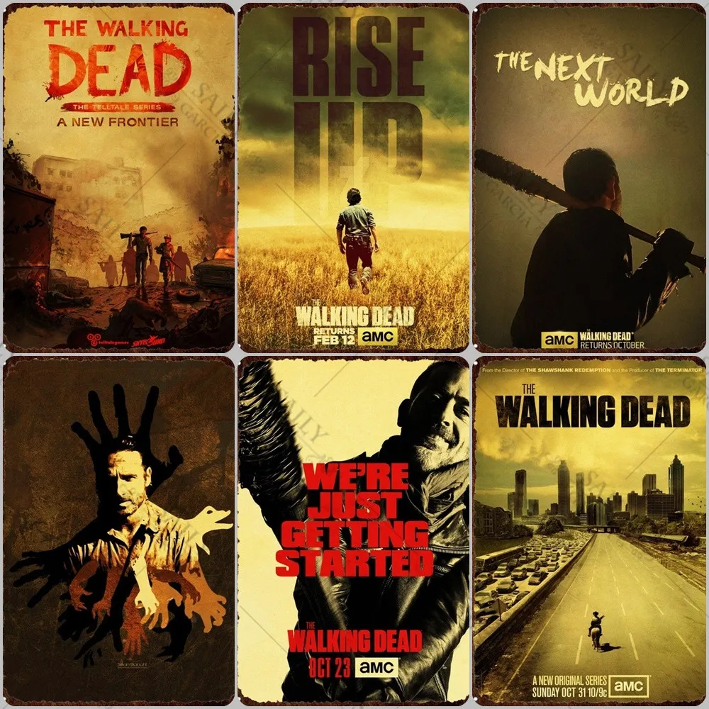 The Walking Dead Metal Tin Sign Plates Pop American Tv Series Horror Decor Tin Sign Metal Posters Man Cave Pub Bar Sign Plaques