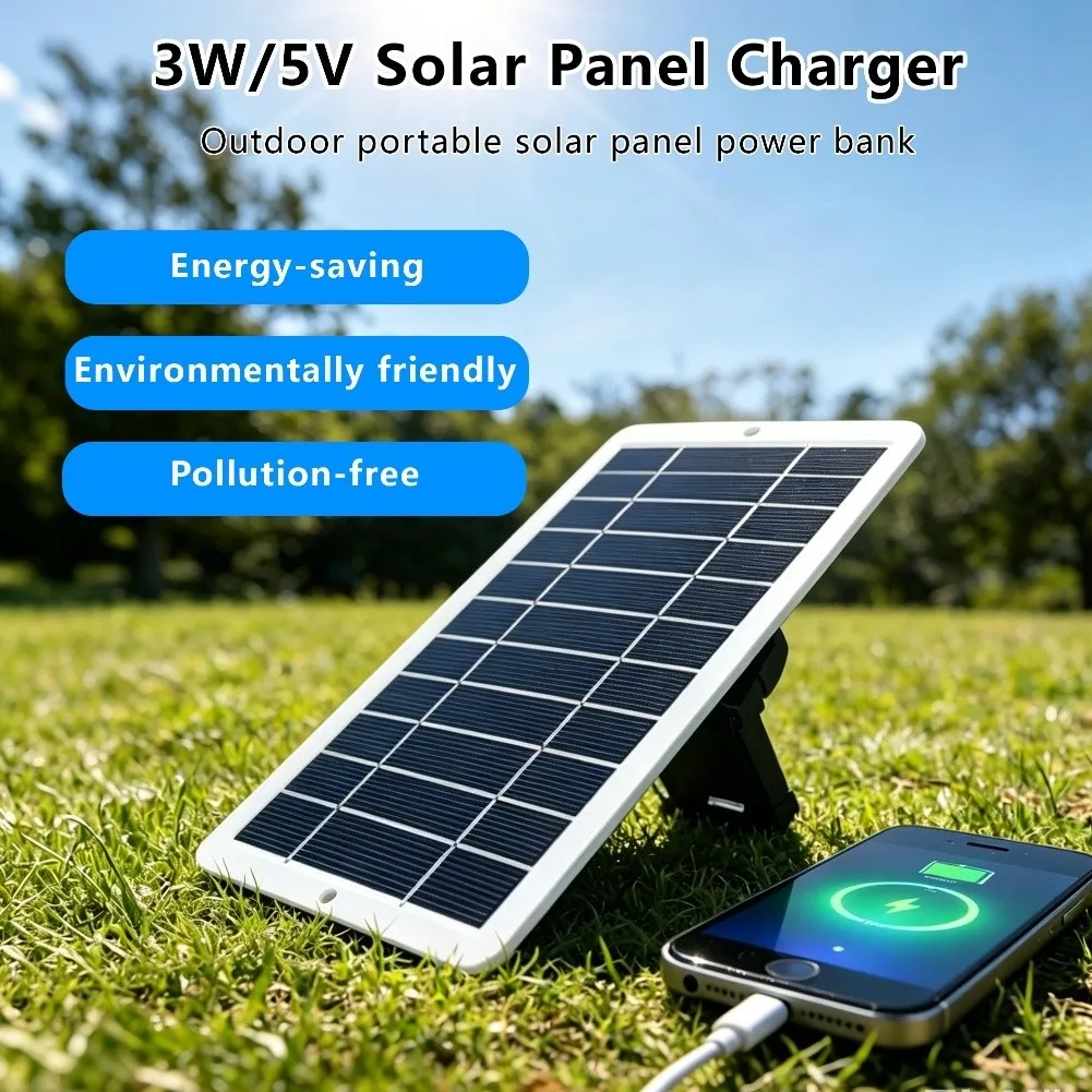 USB Solar Panel 5V 3W Output for Charging For Mobile Phones During Camping Hiking Fishing and RV Outdoor Adventures