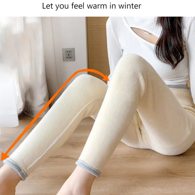 Cashmere Bottoming Pants Extrathick Padded Bottoms Female Warm Pants Gray Lambswool Leggings Bottomi