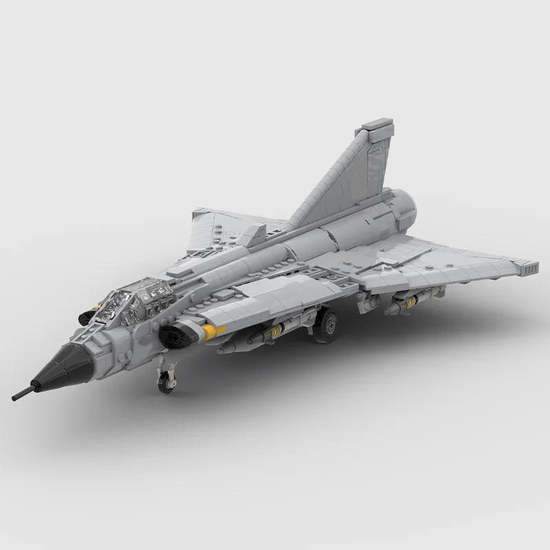 

1254PCS WW2 Military MOC 1:35 scale J-35 Draken jet fighter model creative ideas high-tech ChildrenToy Gift Fighter Plane Blocks