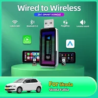 2025 New Portable Mini Wireless Carplay Converter Wired Carplay to Wireless Carplay Android Auto 2-in-1 Adapter For Skoda Fabia