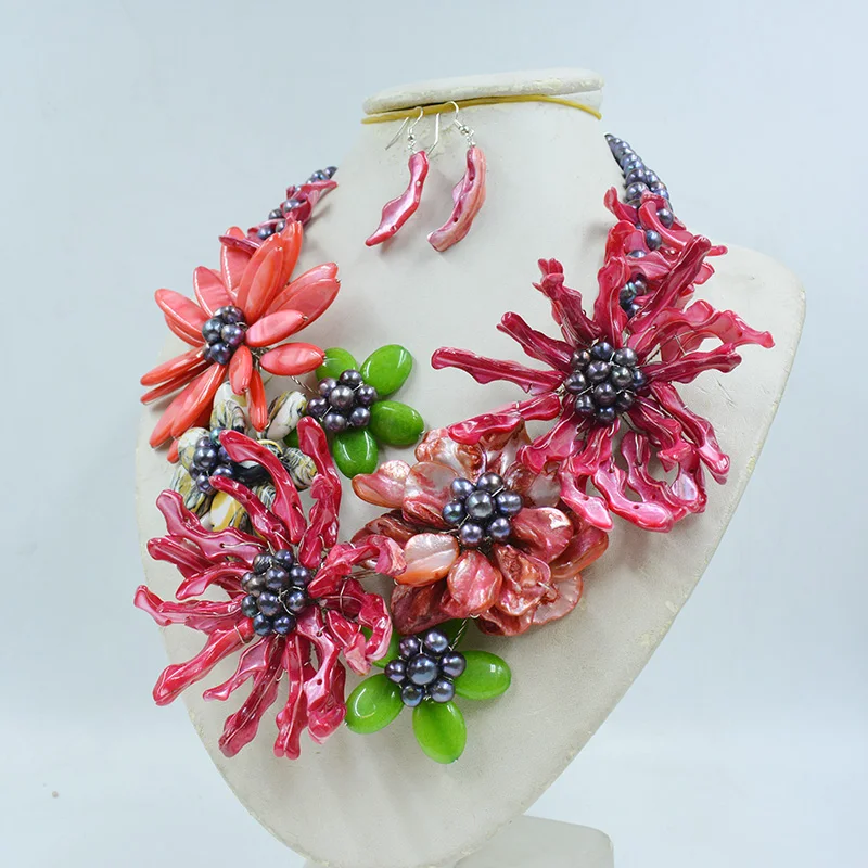 N-2017-5-12-11-30 Classic romantic Africa shell flower necklace 20\