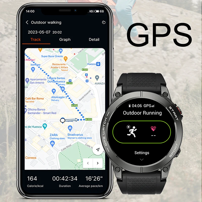 2023 GPS Smart Watch Ultra HD 466*466 AMOLED Display Built-in GPS Hi-Fi Bluetooth Phone Call Sports Waterproof Smartwatch 400mAh