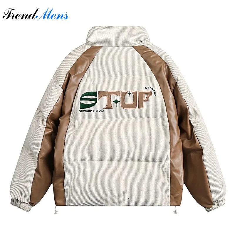 

Winter American Street Corduroy Men's Parka Thickened Insulation Versatile Outerwear Couples Fashionable Casual Loose Coat