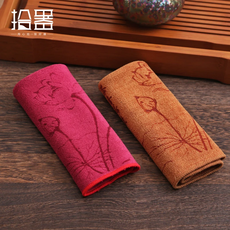 Chinese cotton linen tea towel cloth Zen tea table absorbent tea mat set tea accessories Tea ceremony table flag