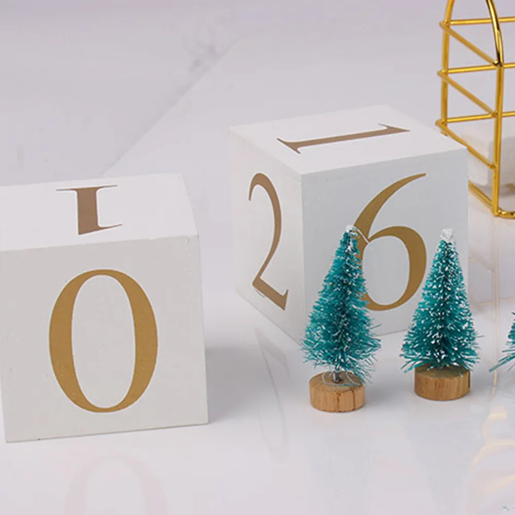 1Set Solid Wood Calendar Blocks Perpetual Date Display Nordic Style Desk Ornament Mood Booster Gift for Family Coworker Wooden