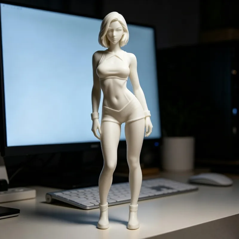 3D printing customized white model statue of goddess, high-precision super girl