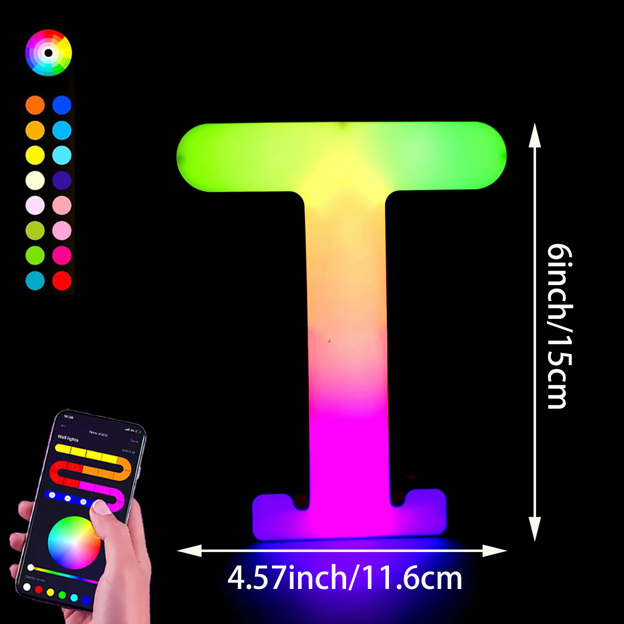 1PC Smart LED Letter Light - DIY RGB Marquee App Controle Muziek Sync Indoor Sign Game Holiday Party Bruiloft Afstuderen Seizoen A-Z - afbeelding 1
