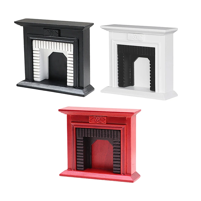 1:6 1:12 domek dla lalek Mini kominek dekoracyjny lalka Model domek z drewna kominek Mini domek meble w stylu europejskim — zdjęcie 6