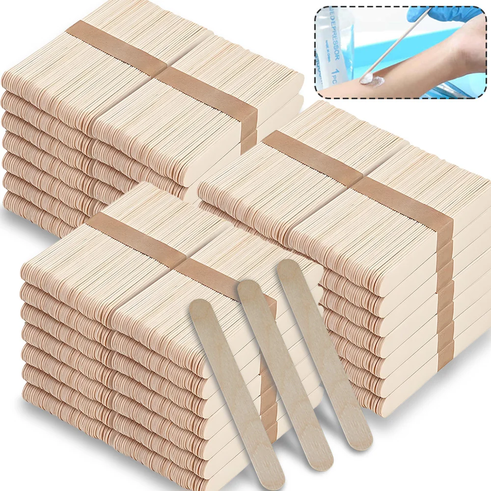 200/100/50/30/10pcs Disposable Wooden Tongue Depressor Individual Pack Tattoo Waxing Stick Hair Removal Sticks Tattoo Accessory