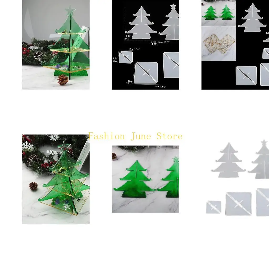 N5KA Christmas Theme Decor Xmas Tree Silicone Mold Resin Casting Mold Teapot Mat Tray Mold for Jewelry Making Wine Tray
