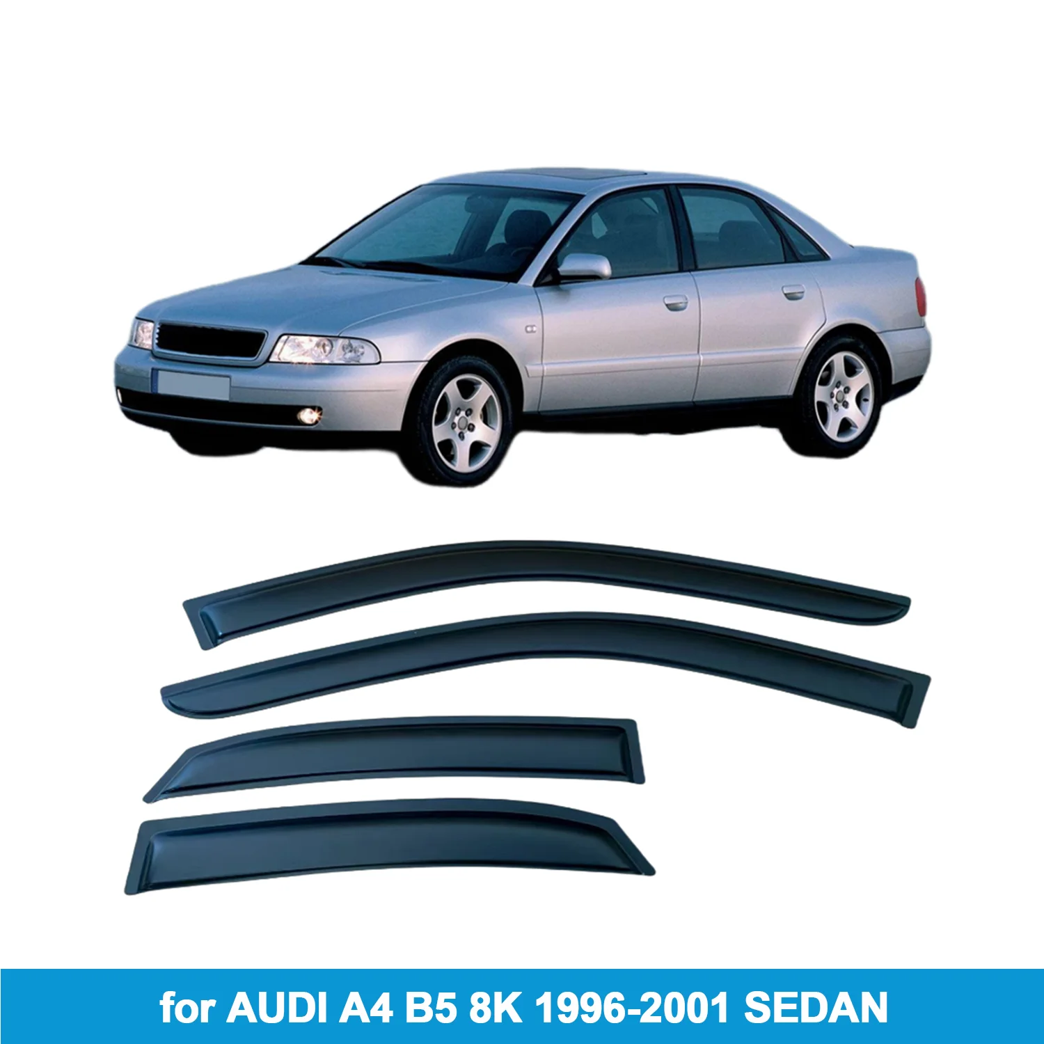 

Для AUDI A4 B5 8K 1996-2001 SEDAN защита от дождя, боковой дефлектор, защита от атмосферных воздействий, лента для внешнего крепления на оконном козырьке