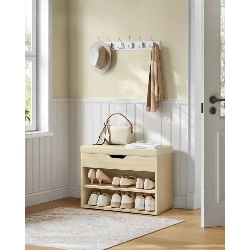 high quality Solid wood core changing stool at can be seated and stored in entrance of shoe cinet