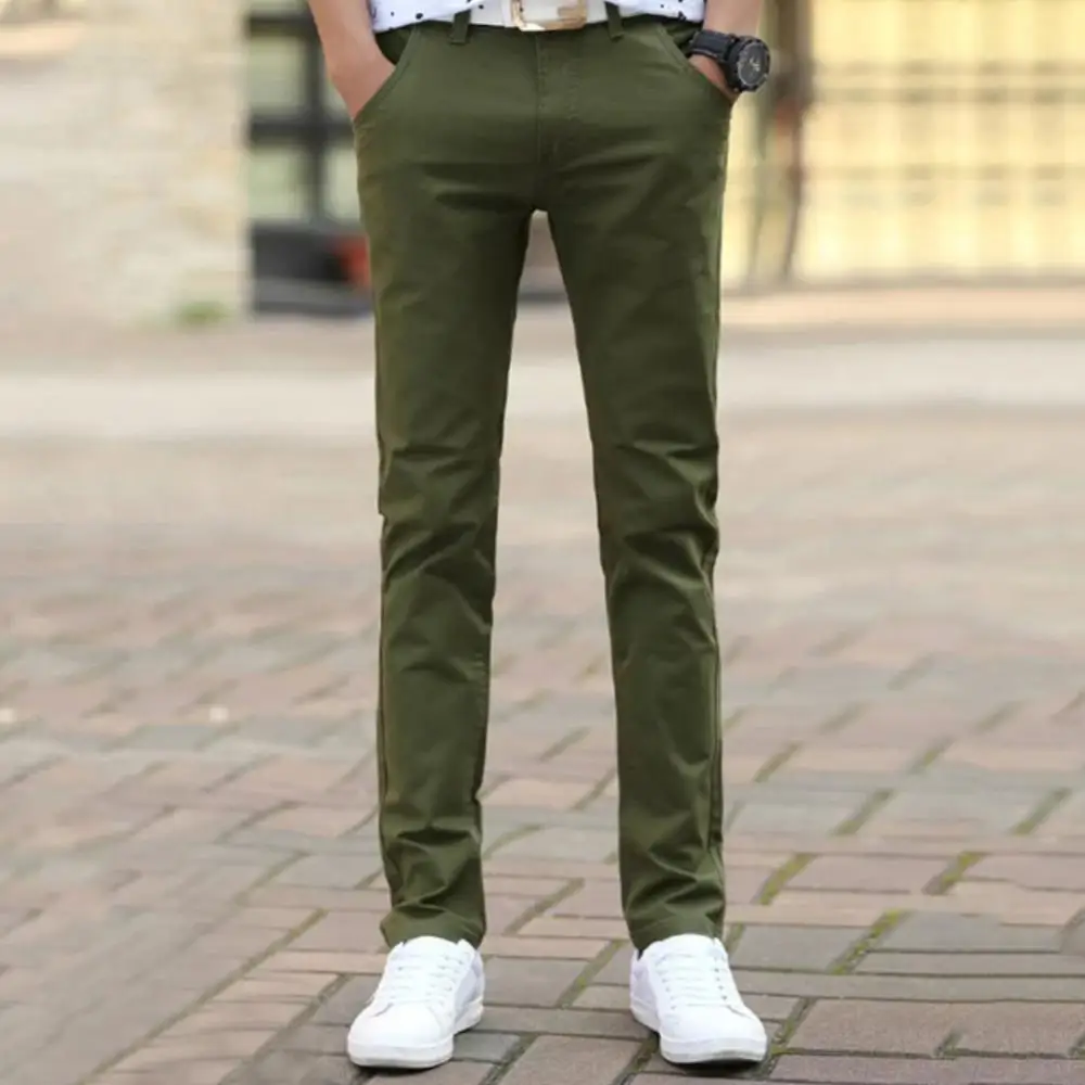 2023 Men's Casual Trousers Stight Pants Trousers Solid Color Long Pockets Men Casual Cotton Full Length Casual Work Pants