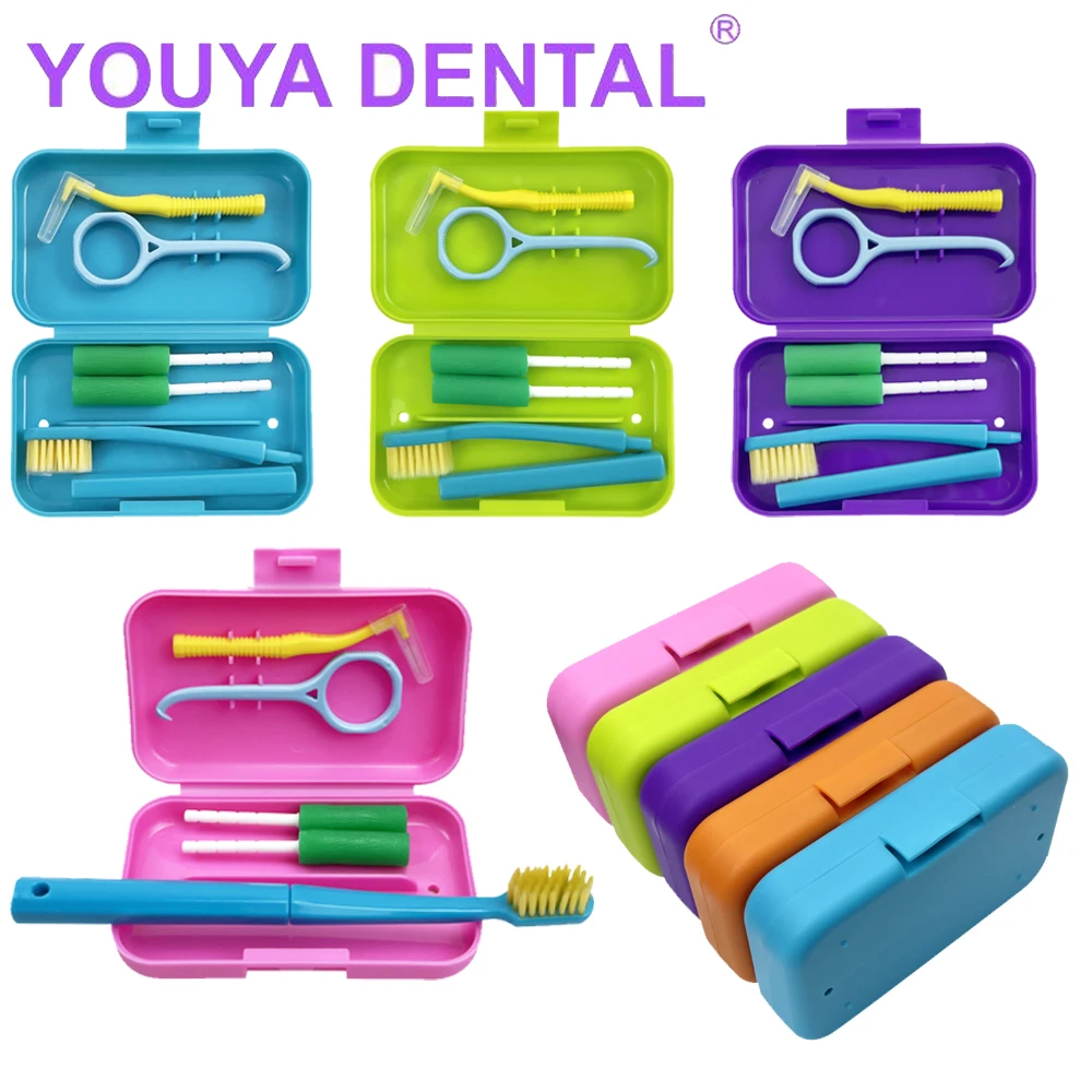 Kit portátil de cuidados dentários Escova de dentes dobrável de viagem Escova interdental ortodôntica Extrator de cintas Gancho de remoção Chewios