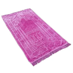 Luxo macio oração tapete cobertor casa bordado presente muçulmano islâmico tassel tapeçaria decoração do quarto roxo