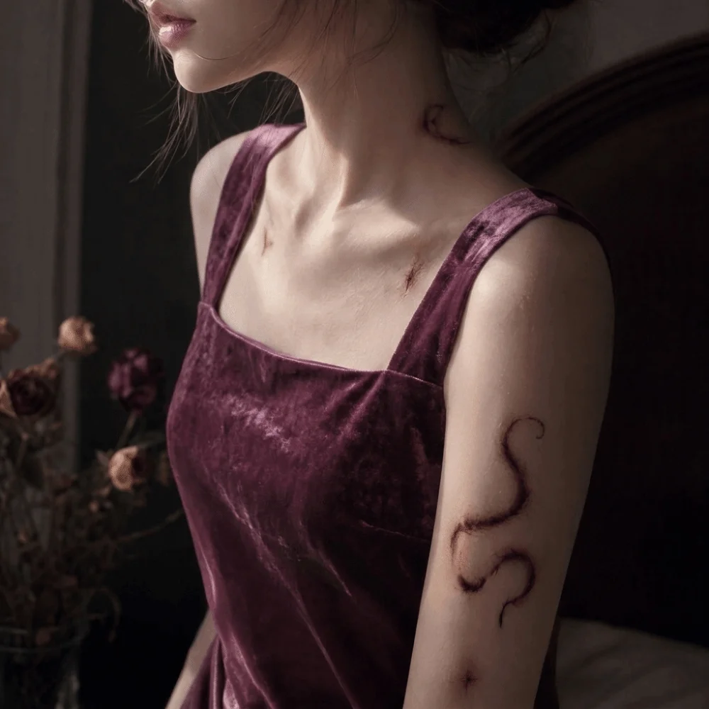 DIY Cat Paws Bruise Tattoo Sticker Stars Love Heart Body Art Tattoo Sticker Butterfly Blood Vessels Cosplay Props Ghost Festival