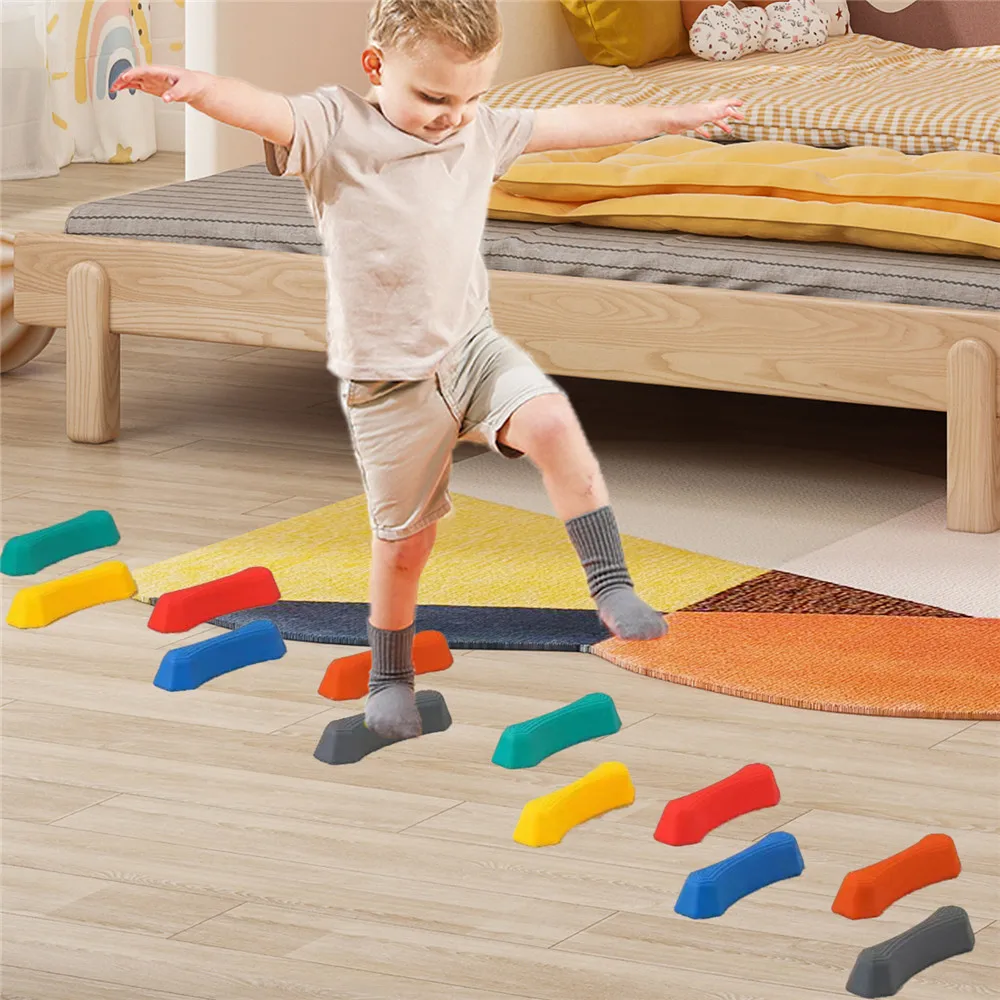 Kids Stepping Stones Balance Non-slip Balancing Stones for Fun Play Portable Obstacle Course Step Stones for Sensory Playground