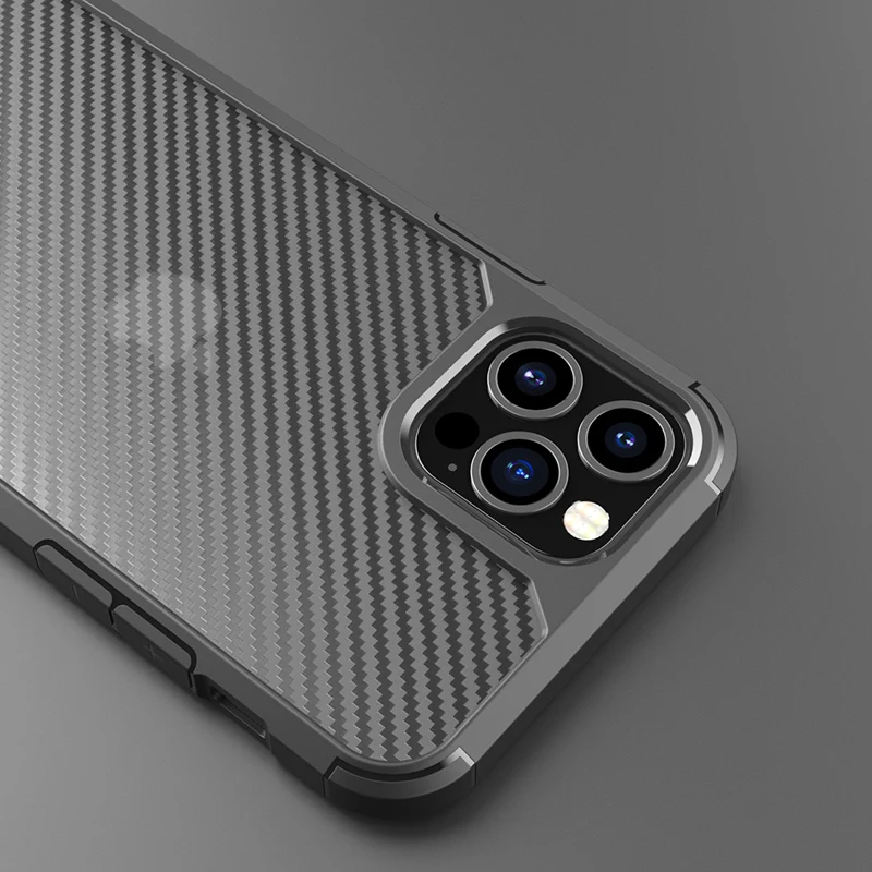 Luxury Carbon Fiber Shockproof Case for iPhone 14 13 12 Mini 11 15Pro Max X XR XS 7 8 Plus  Matte Bumper Transparent Armor Cover