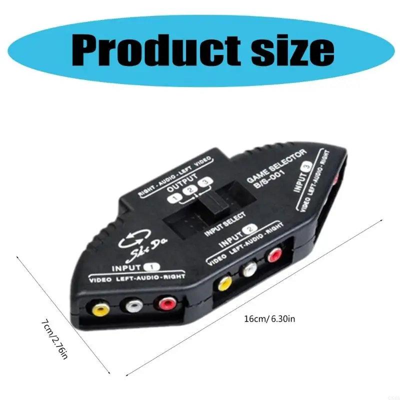 Q84A 3-Way Audios Video Black Switcher Selector Box Switcher 3 in 1 Out