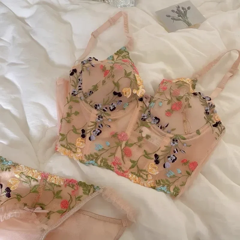 

Original Bra Lace Push up Big Chest Small without Steel Ring Exquisite Embroidery Sexy Adjustable Vest Underwear for Women