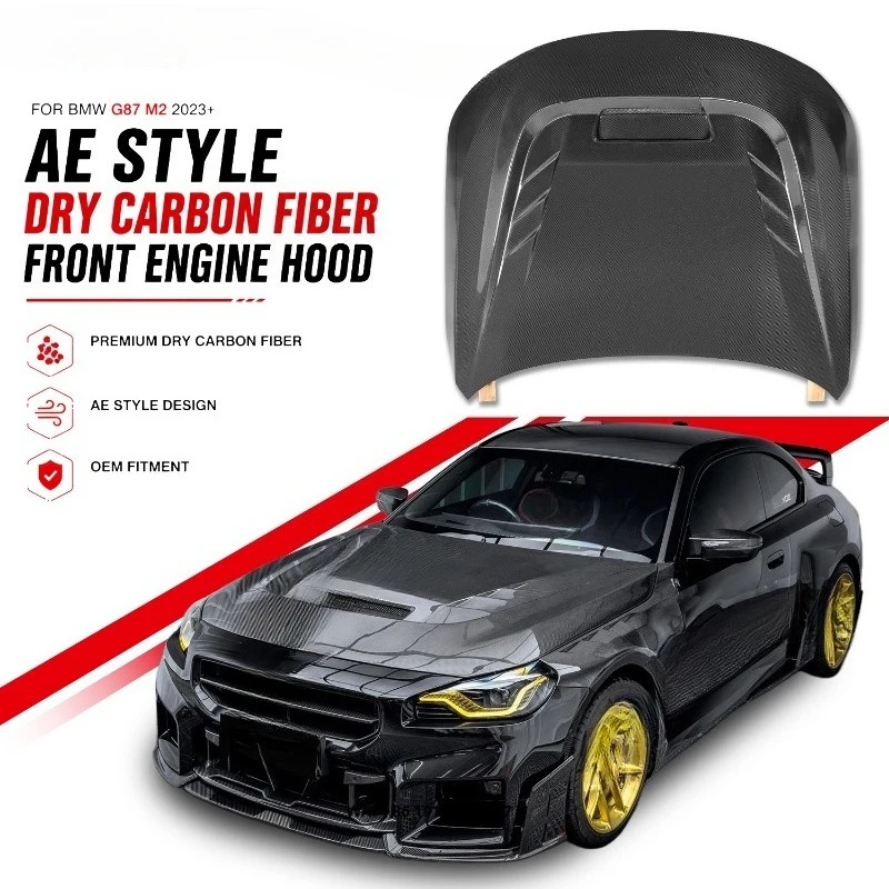 Dry Carbon Fiber AE Style Hood Bonnet for M2 G87 2 Series G42 M240i 230i Coupe 2022+