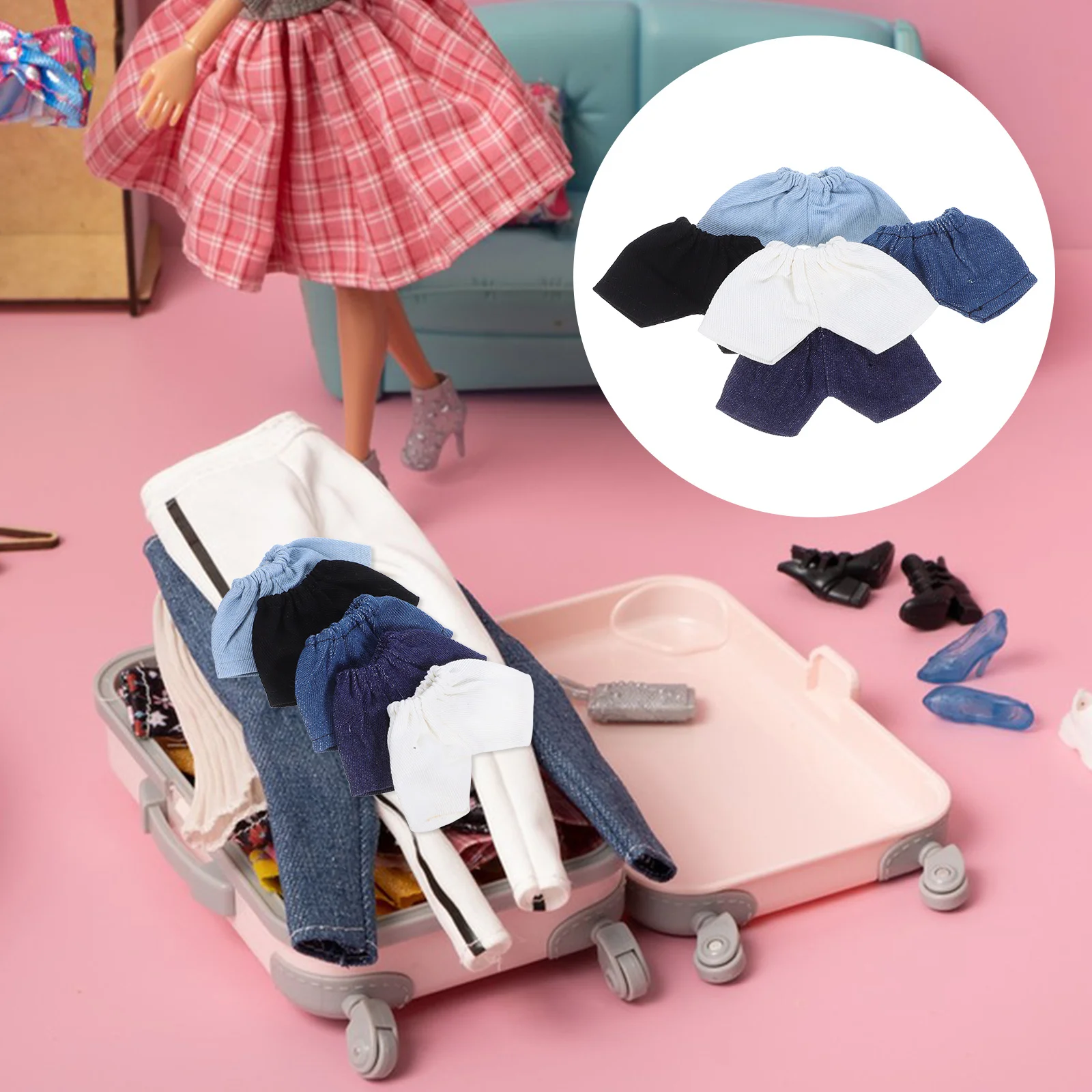 

5pcs 20Cm Soft Elastic Waist Pants Cosplay Costume For Dressing Up Mini Clothes Plaything Accessories