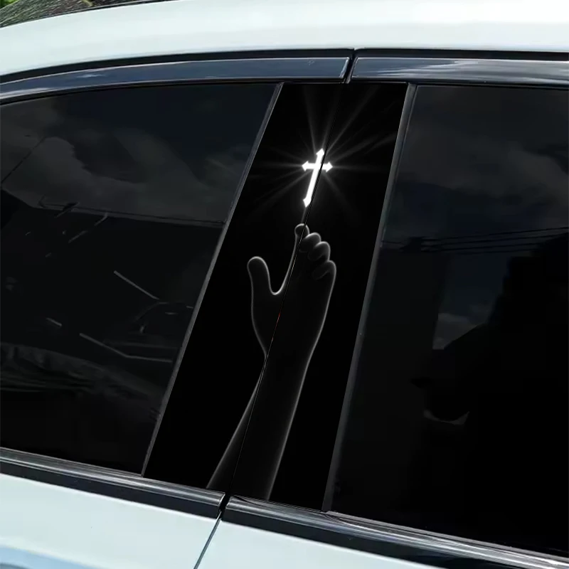 

2 Galactic Wishing Hands with Holy Light Cross Car Decals - Waterproof and Scratch Resistant Vinyl Stickers, Black Butterfly
