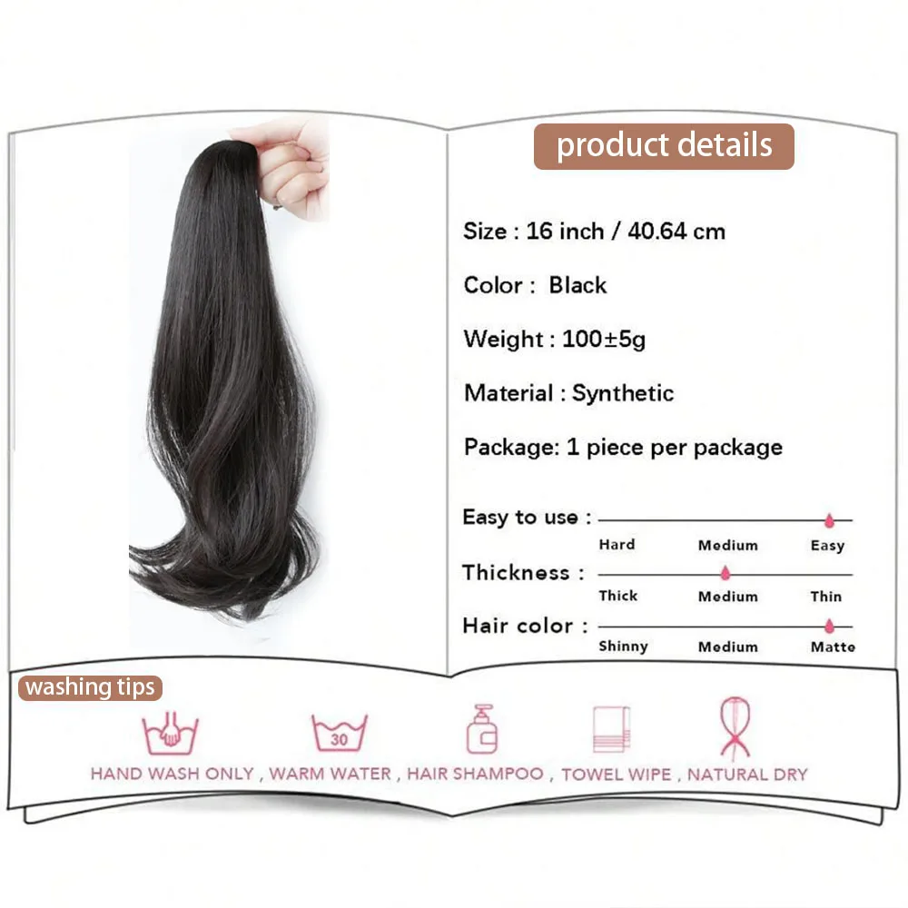 Synthetic Claw Clip Ponytail Braid Hair Extensions Long Curly Hair Natural Curly Hair Tail Ponny Tail For Women