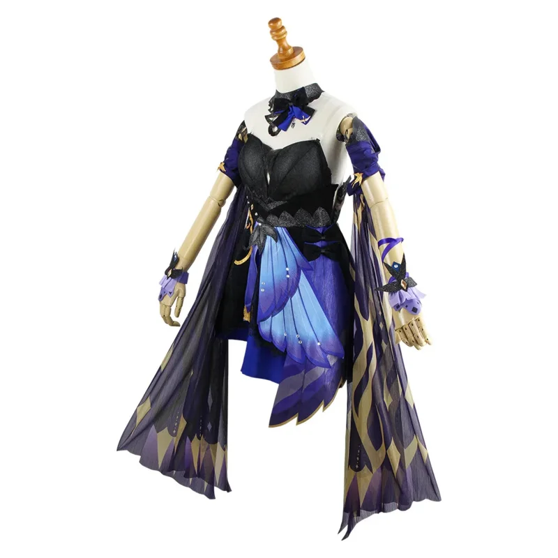 2025 Costumi di impatto del gioco Genshin Ke Qing Nuova pelle Keqing Coda di cavallo Parrucche Misto Viola Cosplay