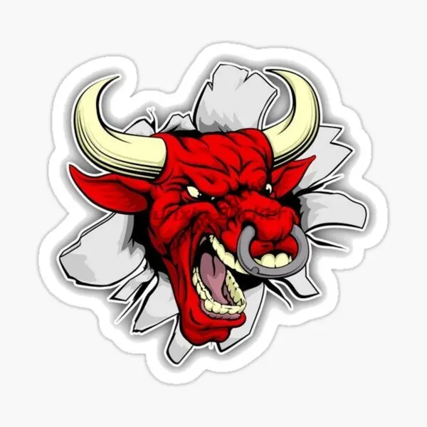 Angry Red Bullfight Various Sizes PVC Decal for Bad Car Sticker Waterproof on Bumper Rear Window Laptop Refrigerator Toilet