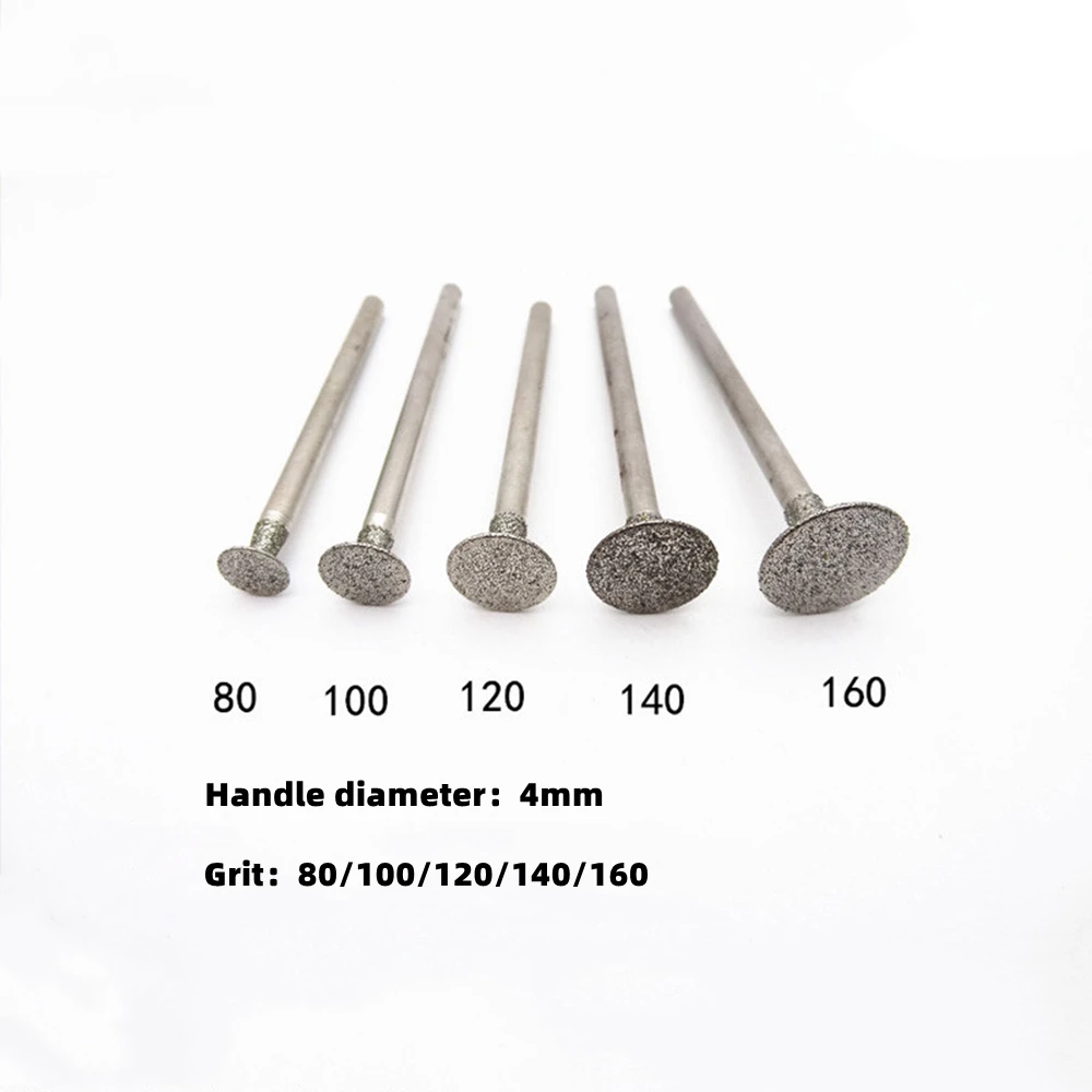 5/10/20 Pcs Diamond Grinding 4MM Shank Head Burrs Bits 8mm to 16mm Rotary Tools Jade Stone Carving Polishing Engraving Tools