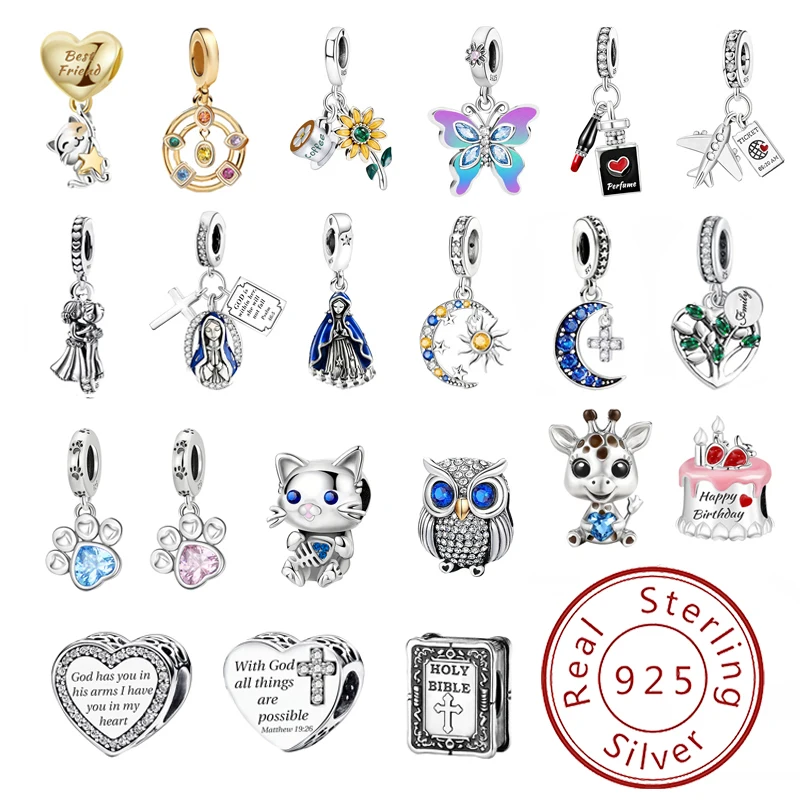 925 Sterling Silver Sunflower Animal Love Heart Cake Diy Charms Beads Fit Make of Bracelets Necklace Fashion Jewelry Gift
