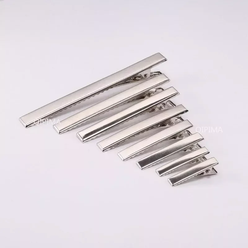 50Pcs 35/40/45/55/65/75mm Flat Metal Single Prong Alligator Hairpin Clip Base for DIY Hair Clips Jewelry Making Accessories