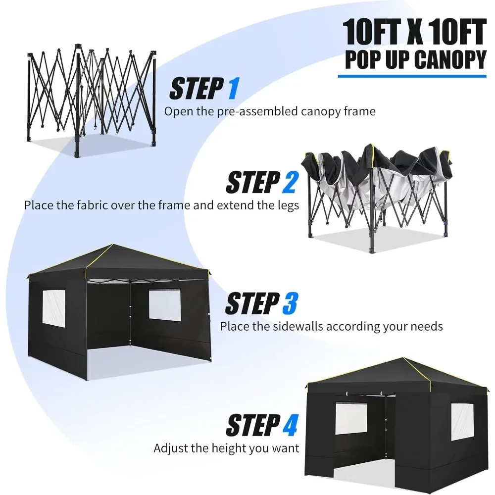 Imagem -04 - Tenda Gazebo Instantânea com Bolsala Pop up Tent Canopy ao ar Livre Paredes Laterais Mesh Windows 10x10