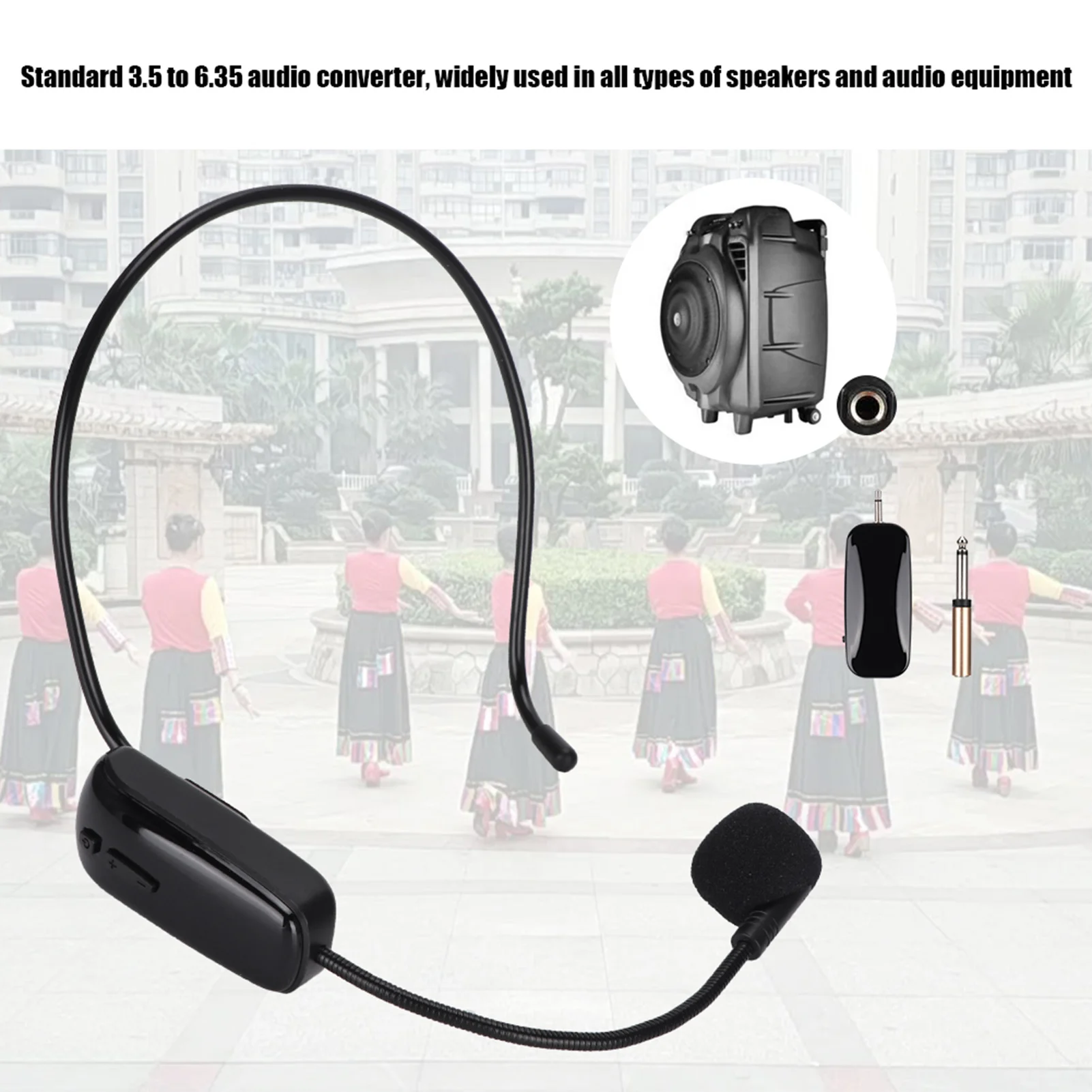 Microfono wireless Cuffia Microfono wireless Microfono Suono chiaro Segnale stabile Leggero per guida turistica di riunioni di insegnamento in ufficio