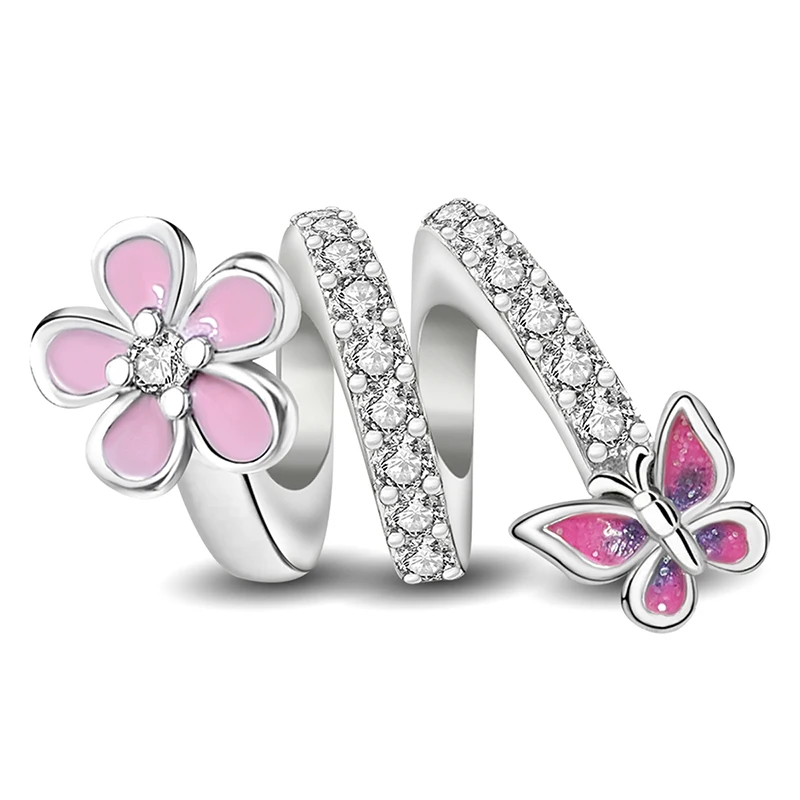 

925 Sterling Silver Flowers Bow Graduation Bouquet Pendant Bead Diy Bracelet Bangle Making Gift Of High Quality Fine Jewelry