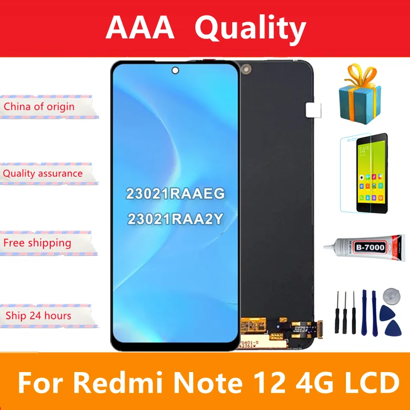 

6.67";Original For Xiaomi Redmi Note 12 Display Note12 22111317I Screen Touch Glass Digitizer For Redmi Note 12 4G LCD With Fram