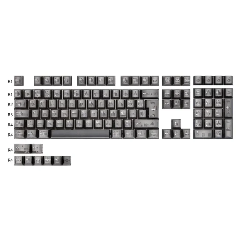 

Spanish Keycap Set Translucency Custom Mechanical Keyboard Artisan Keycap ABS OEM Profile Dark Grey Keyboard Keycaps Accessories