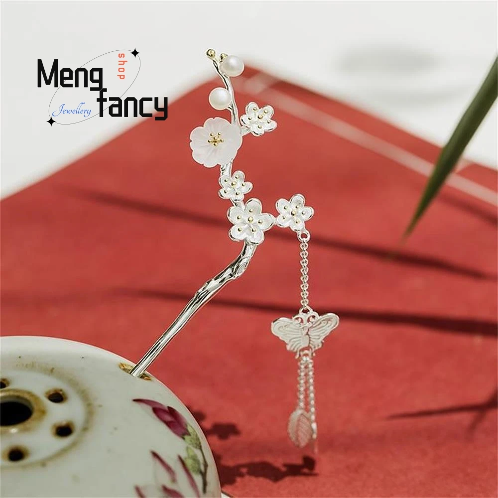 

Small Plum Blossom Tassel Hairpin Exquisite Elegant Simple Female Ancient Style Classical Hanfu Headdress Luxury Fashion Jewelry