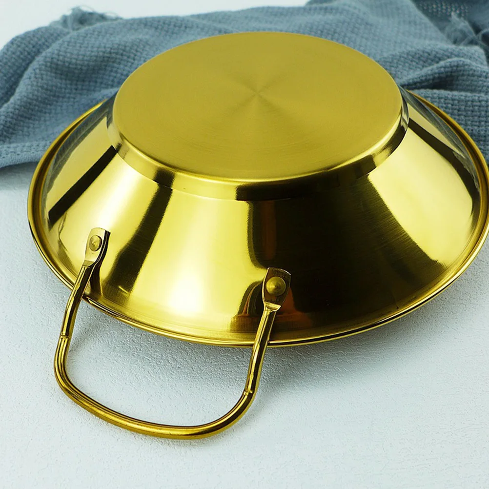 

Stainless Steel Dry Pot Flat Bottom Cooking Pot Easy to Carry Hang Clean Corrosion Resistant Kitchen Barware