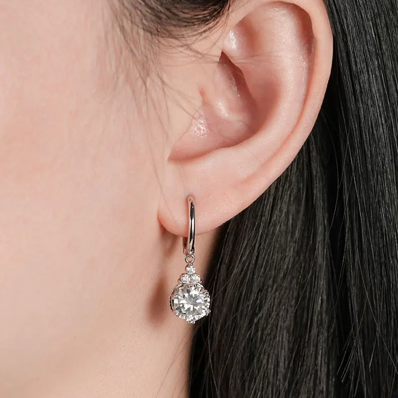 Lnngy Brilliant 6,5 mm-8 mm Moissanit-Ohrhänger für Damen, 925er Sterlingsilber, Tropfenohrring, Hochzeit, Verlobung, Party, Schmuck – Detail 16