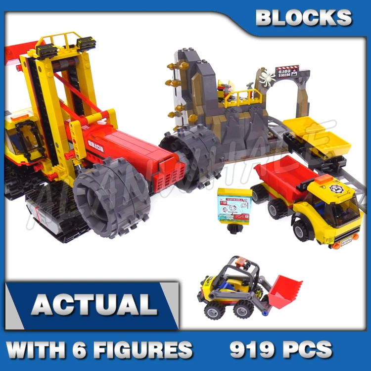 919pcs City Mining Experts Site Grinder Dump Truck Mine Carts Track Mobile Lab 10876 Building Block Toys 60188 With Model