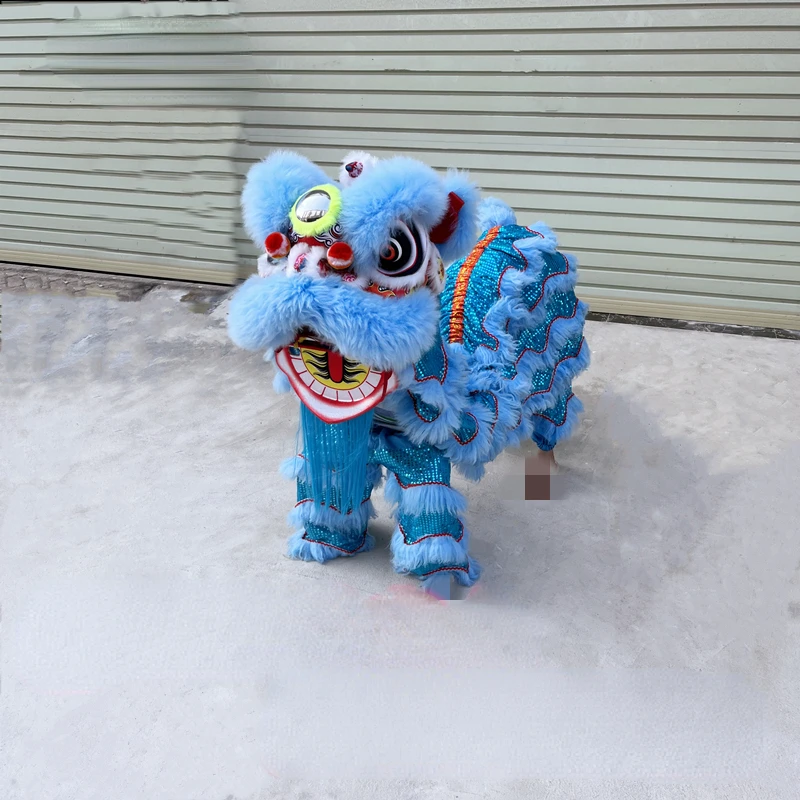 Twin Adult Lion Dance Suit 10inch Foam Lion Head Frame Multicolored Artificial Wool