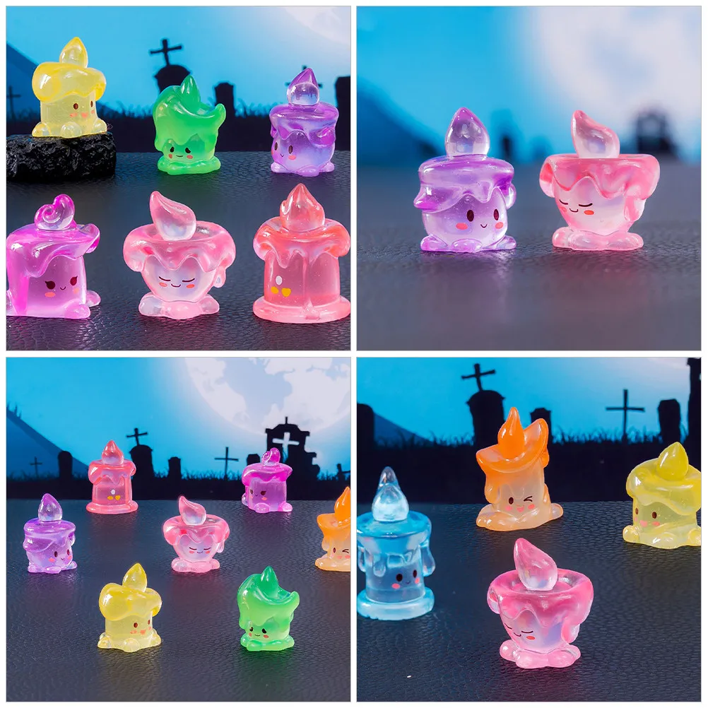 8Pcs Mini Resin Adornments Lightweight Micro Landscape Decor for Garden Bonsai Photo Props Halloween Scene Decoration