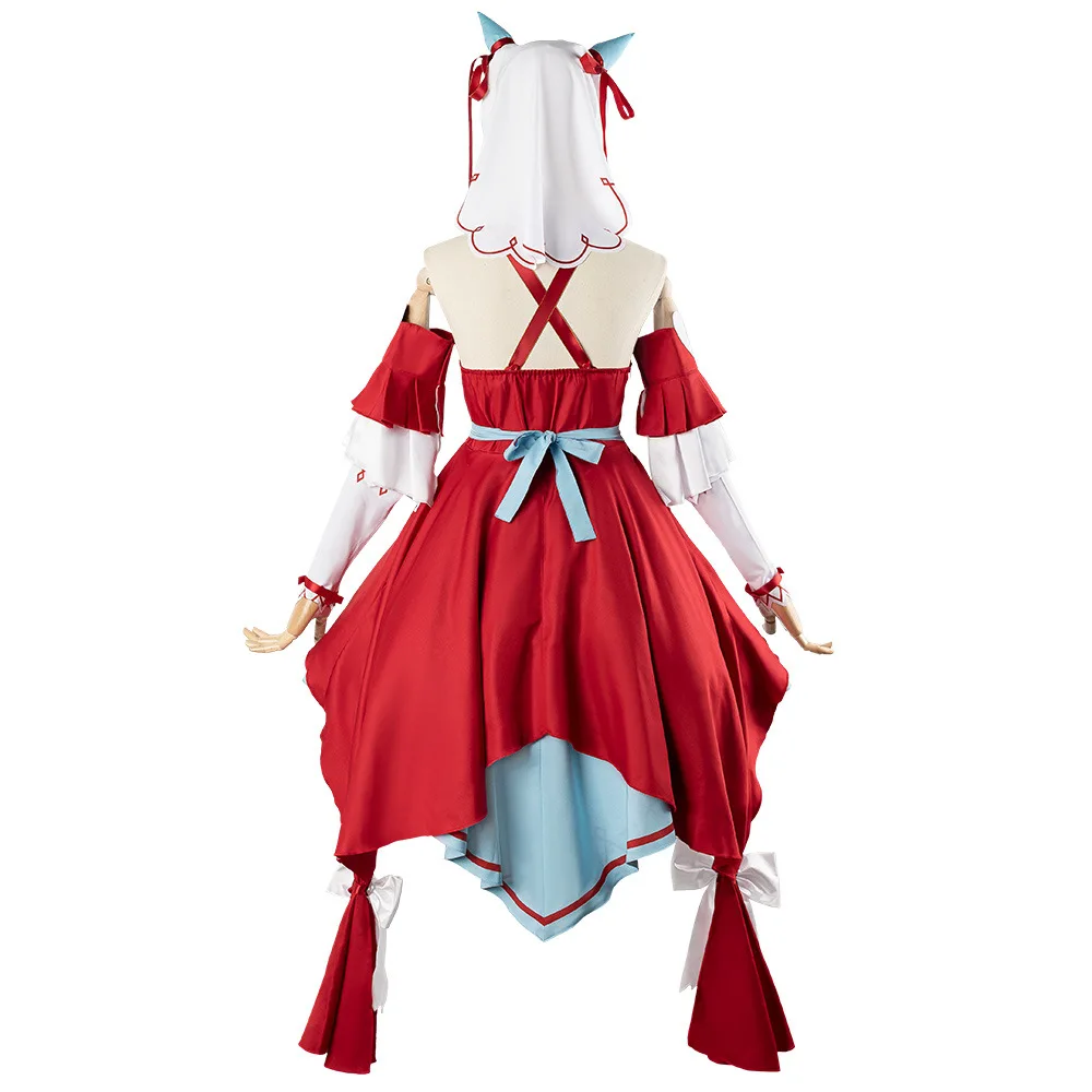 Umamusume-Bonito Derby Love Cosplay para mulheres, peruca Anime, vestido vermelho Lolita princesa, lindo terno de festa de Natal